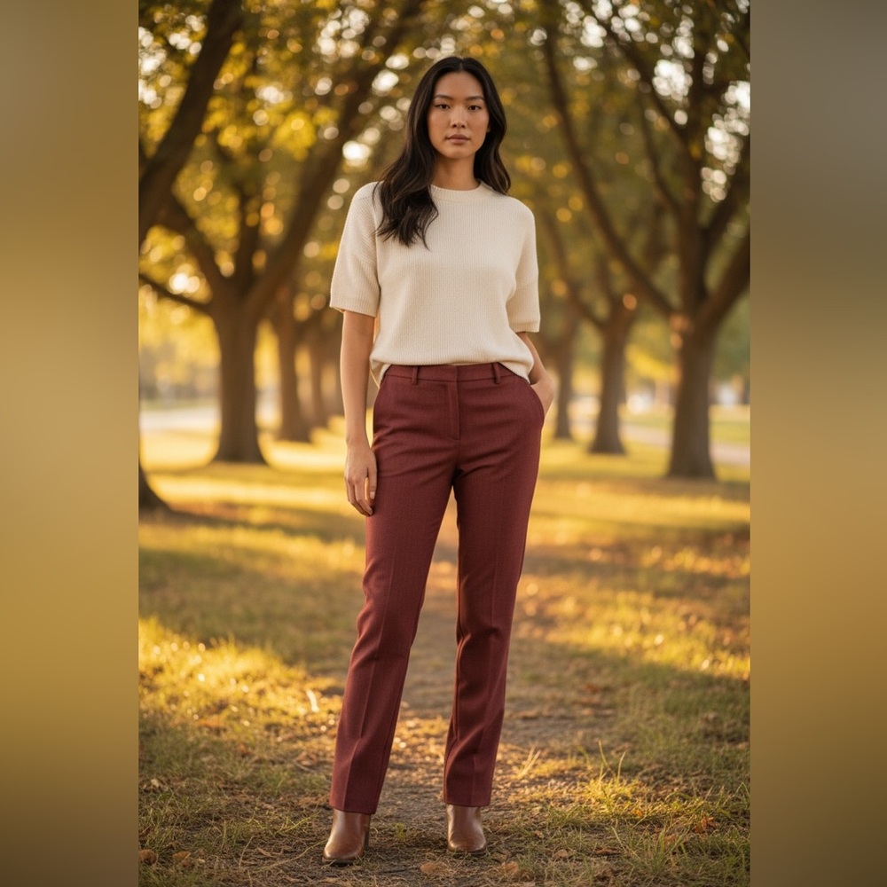 BCBGMAXAZRIA wool blend metallic trouser